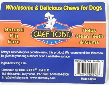 Dog Goods USA LLC To Conduct a Voluntary Recall of Chef Toby Pig Ears Treats Because of Possible Salmonella Health Risk